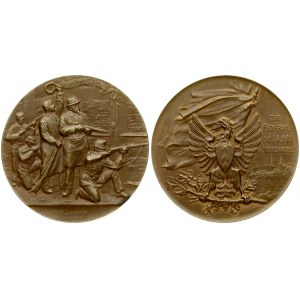 Switzerland Shooting Festival Medal 1898 Neuchatel. Averse: Five participants in various acts of shooting right...