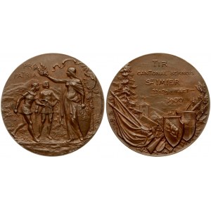 Switzerland Shooting Medal 1900 Bern. For the Bern Cantonal Shooting Festival at St. Imier by Georges Hantz; shields...
