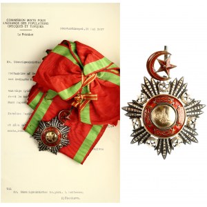 Turkey Order of Medjidie (before 1918) V Class with full length sash With 2 documents dated 1927 Constantinopol. Silver...