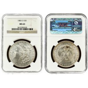 USA 1 Dollar 1883 O 'Morgan Dollar' New Orleans. Averse: Liberty head; facing left. Lettering: E·PLURIBUS·UNUM LIBERTY...