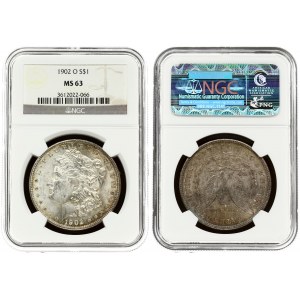 USA 1 Dollar 1902 O 'Morgan Dollar' New Orleans. Averse: Liberty head; facing left. Lettering: E·PLURIBUS·UNUM LIBERTY...