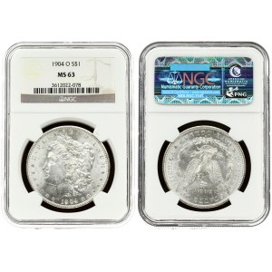 USA 1 Dollar 1904 O 'Morgan Dollar' New Orleans. Averse: Liberty head; facing left. Lettering: E·PLURIBUS·UNUM LIBERTY...