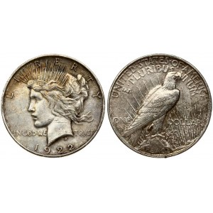 USA 1 Dollar 1922 D 'Peace Dollar' Denver. Averse: Capped head of Liberty left; headband with rays. Lettering...