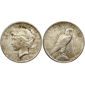 USA 1 Dollar 1924 'Peace Dollar' Philadelphia. Averse: Capped head of Liberty left; headband with rays. Lettering...