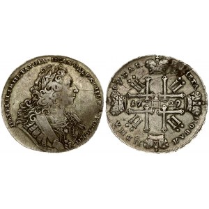 Russia 1 Rouble 1729 Peter II (1727-1729).Type of 1729 Without points above the sleeve. Averse: Laureate bust right...