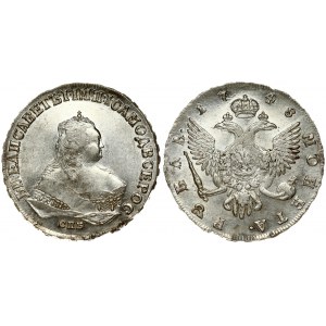 Russia 1 Rouble 1748 СПБ St. Petersburg. Elizabeth (1741-1762). Averse: Crowned bust right. Reverse...