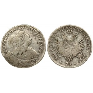 Russia Livonia 24 Kopecks 1757  Elizabeth (1741-1762);  Moscow Livonaises Russia For Livonia. Silver. Edge patterned...