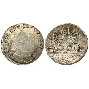 Russia For Prussia 1/6 Thaler 1761 Elizabeth (1741-1762). Averse: Crowned bust to right. Averse Legend: ELISAB: I: D:G...