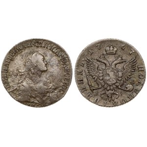 Russia 1 Polupoltinnik 1767 ММД-EI Moscow. Catherine II (1762-1796). Averse: Mature bust without neck ruffle. Reverse...