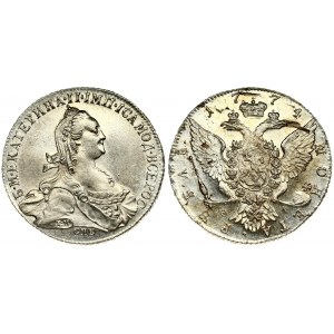 Russia 1 Rouble 1774 СПБ-ФЛ St. Petersburg. Catherine II (1762-1796). Averse: Crowned bust right. Reverse...