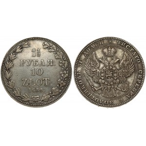 Russia For Poland 1.5 Roubles 10 Zlotych 1836 MW Warsaw. Nicholas I (1826-1855). Averse...