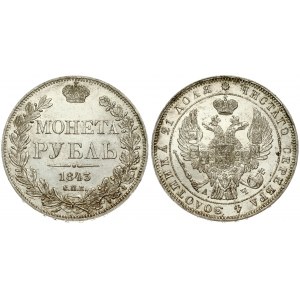 Russia 1 Rouble 1843 СПБ-АЧ St. Petersburg. Nicholas I (1826-1855). Averse: Crowned double imperial eagle. Reverse...