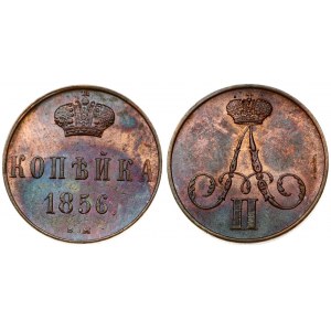 Russia 1 Kopeck 1856 BМ Warsaw. Alexander II (1854-1881). Averse: Crowned monogram. Reverse: Crown above value and date...