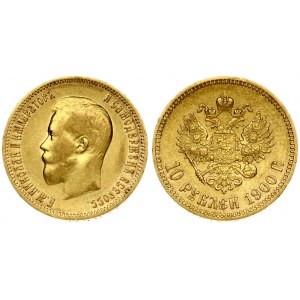 Russia 10 Roubles 1900 (ФЗ) St. Petersburg. Nicholas II (1894-1917). Averse: Head left. Reverse: Crowned double...