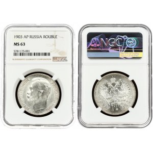 Russia 1 Rouble 1903 (AP) St. Petersburg. Nicholas II (1894-1917). Averse: Head left. Reverse...