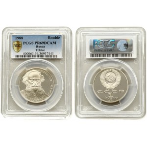 Russia USSR 1 Rouble 1988 160th Anniversary - Birth of Leo Tolstoi. Averse: National arms with CCCP and value below...