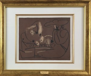 Pablo Picasso (1881-1973), Leżąca kobieta i mężczyzna w dużym kapeluszu