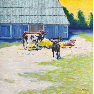 Pervin Ece Yakacik Leczycki (ur. 1991), Village scene with cows, 2021