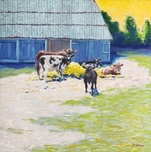 Pervin Ece Yakacik Leczycki (ur. 1991), Village scene with cows, 2021