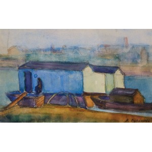 Stanislaw DYBOWSKI, BARKS ON THE RIVER