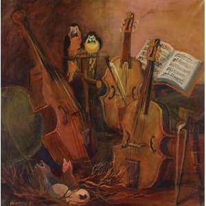 Krystyna GŁOWNIAK, TRIO, pastisz wg Breughla, 1988