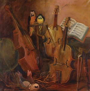 Krystyna GŁOWNIAK, TRIO, pastisz wg Breughla, 1988