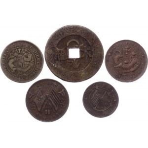 China Lot of 5 Coins 20th Century
