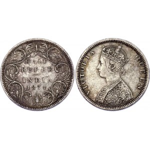 British India 1/2 Rupee 1874 B