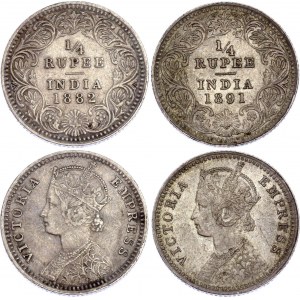 British India 1/4 Rupee 1882 - 1891 C
