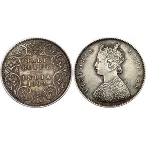 British India 1/2 Rupee 1892 C