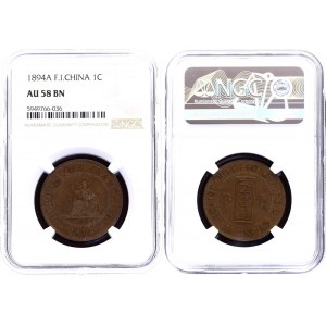 French Indochina 1 Centime 1894 A NGC AU 58 BN