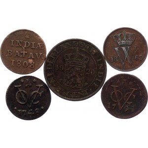 Netherlands East Indies Lot of 5 Coins 1748 - 1920