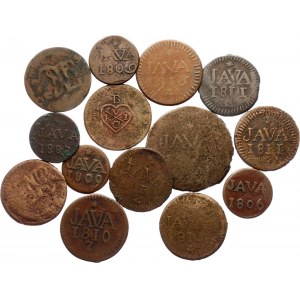 Netherlands East Indies Java Lot of 14 Coins 1806 - 1813