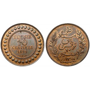 Tunisia 10 Centimes 1891 A