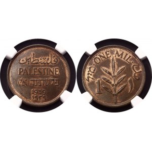 Palestine 1 Mil 1939 NGC MS 64 BN