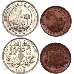 Bolivia 2 x 50 Centavos 1939 - 1942