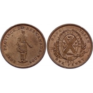 Canada Quebec Bank Token 1 Penny 1837