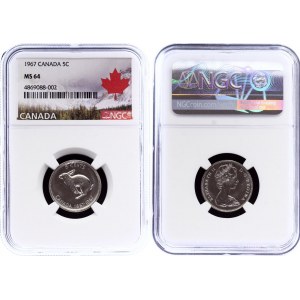 Canada 5 Cents 1967 NGC MS 64