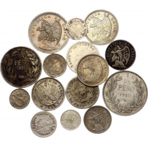 Chile Lot of 15 Coins 1861 - 1933