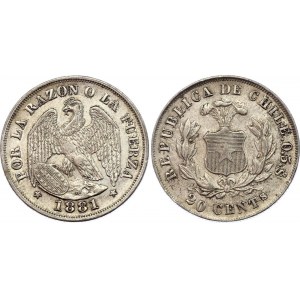Chile 20 Centavos 1881 So