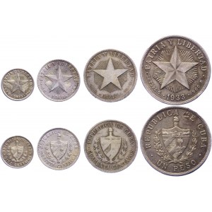 Cuba 10-20-40 Centavos & 1 Peso 1915 - 1949