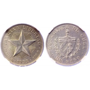 Cuba 1 Peso 1933 NGC AU DETAILS