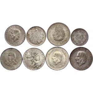 Mexico Lot of 8 Silver Coins 1907 - 1972