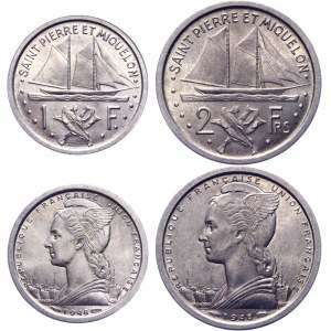 Saint Pierre & Miquelon 1 & 2 Francs 1948