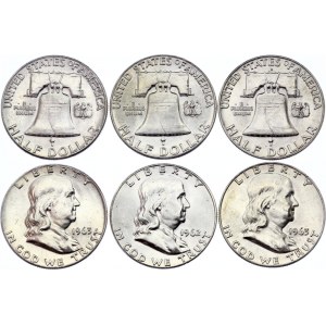 United States 3 x 1/2 Dollar 1962 - 1963