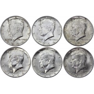 United States 6 x 1/2 Dollars 1964