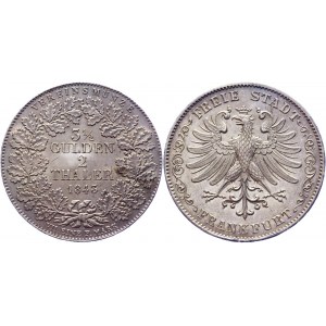 German States Frankfurt 2 Taler / 3-1/2 Gulden 1843