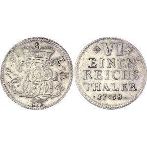 German States Fulda 1/6 Taler 1758 CB