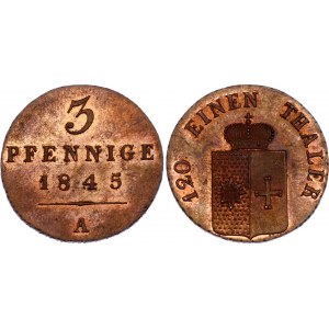 German States Waldeck 3 Pfennige 1845 A