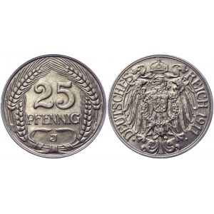 Germany - Empire 25 Pfennig 1911 J